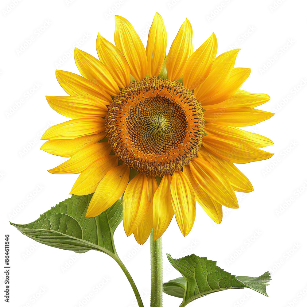 Obraz premium A vibrant yellow sunflower isolated on a transparent background