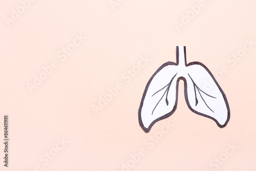 Paper cutout lungs on peach...