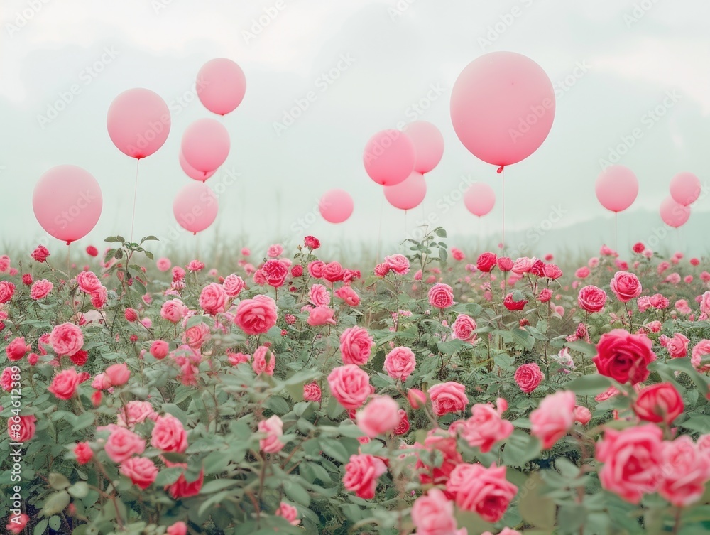 Pink balloons floating in air Pink balloons floating in air