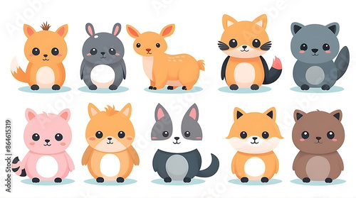 Wallpaper Mural Cute Cartoon Animals Set Torontodigital.ca