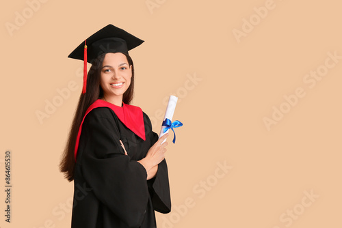 Happy female graduating stu...