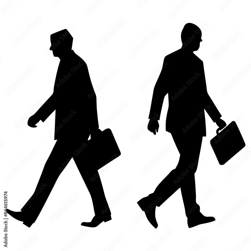 Vector walking with briefcase silhouette, white background (15) Vector walking with briefcase silhouette, white background (15)