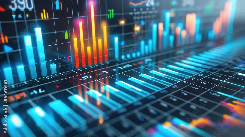 Abstract Data Visualization with Blue and Orange Charts Abstract Data Visualization with Blue and Orange Charts