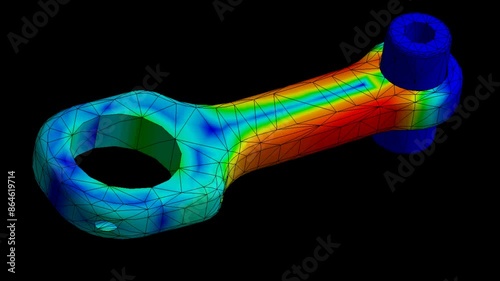 Mechanic simulation engineering - Stress and breakpoint analysis of piston connecting rod under force and moment conditions