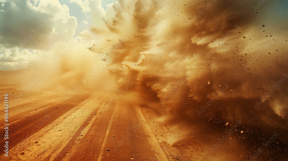 Fototapeta premium Intense Motion and Texture of a Desert Storm: Dynamic Cloud of Dust and Sand