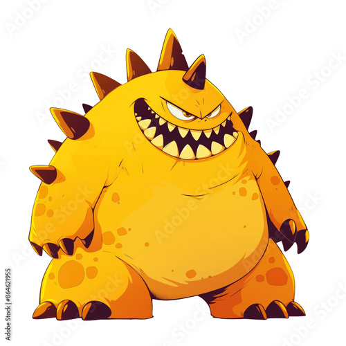 Evil smiling orange monster cartoon character