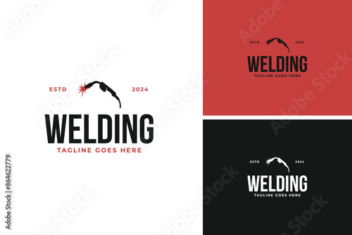 Welding workshop logo design vector illustration template idea