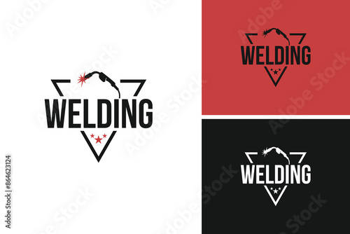 Welding workshop logo design vector illustration template idea