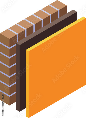 Brick wall with insulation panel showing energy efficiency concept