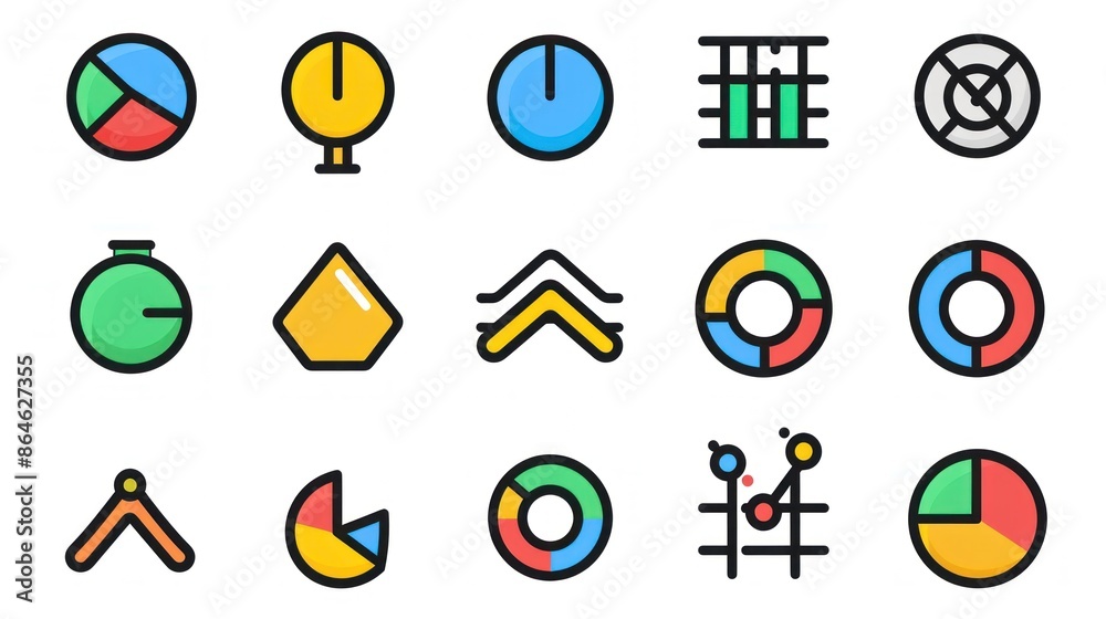 Collection of Colorful Charts and Diagram Icons Collection of Colorful Charts and Diagram Icons