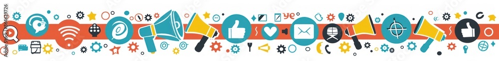 Obraz premium Colorful Digital Marketing Icons