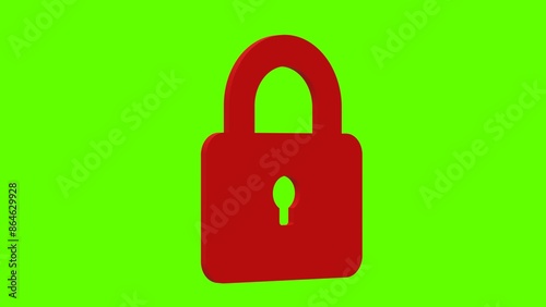 lock security red set icon 3d illustration rotation