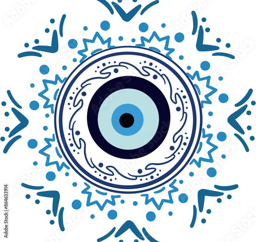 evil eye vector - symbol of protection - blue turkish