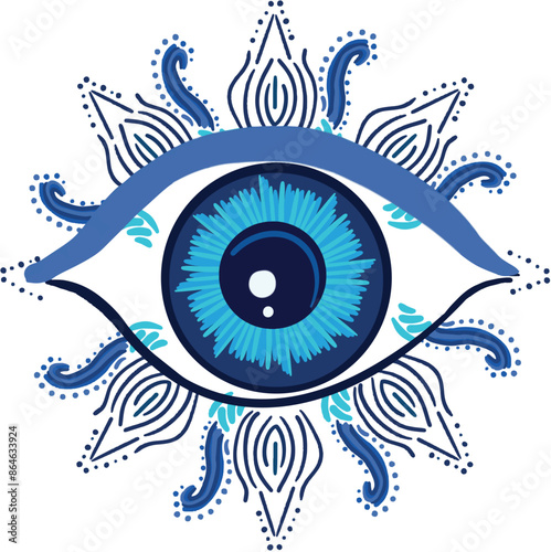 evil eye vector - symbol of protection - blue turkish