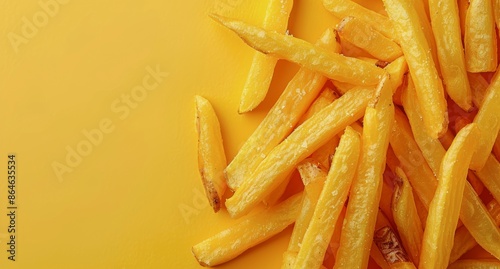 Crispy Golden French Fries On A Yellow Background