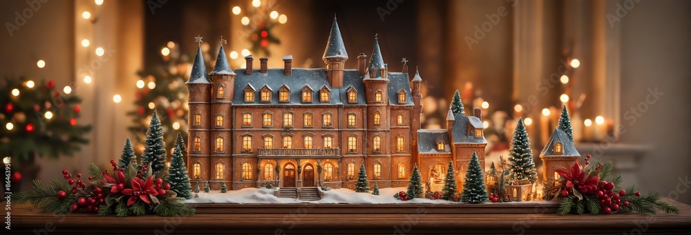 Festive Christmas Celebration: A Majestic Castle-Inspired Holiday Display