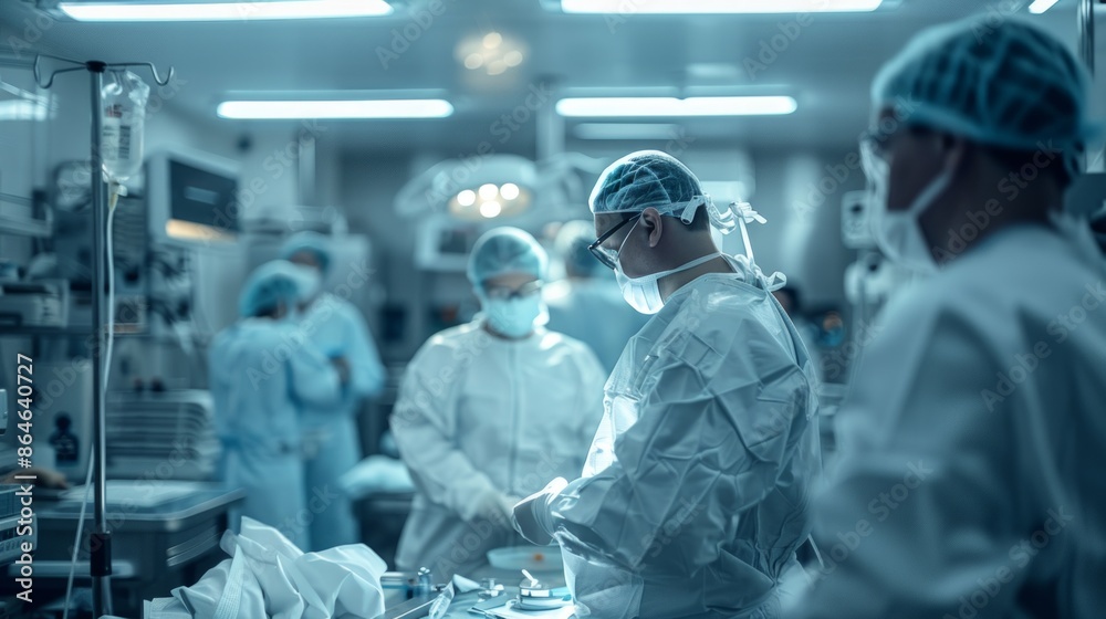 Surgeons Performing a Critical Operation in a High-Tech Operating Room Surgeons Performing a Critical Operation in a High-Tech Operating Room