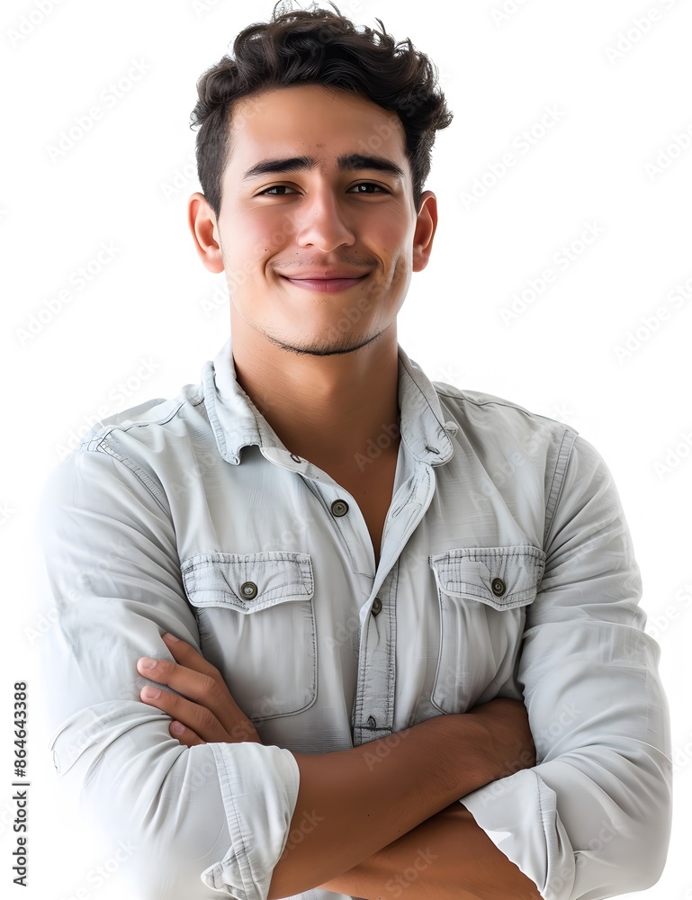 Handsome Latino Man Smiling in White Shirt Handsome Latino Man Smiling in White Shirt