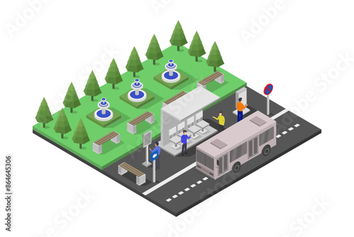 Bus stop Isometric