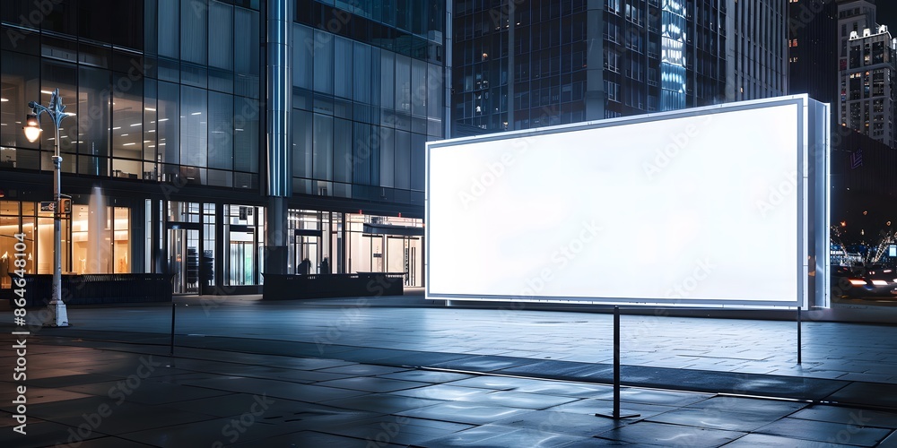 Large Glass Billboard in Quiet City Square at Night
Large Glass Billboard in Quiet City Square at Night