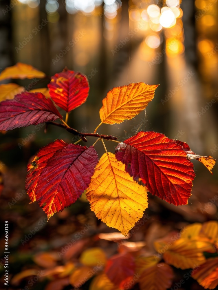 Obraz premium Vibrant autumn leaves in the forest
