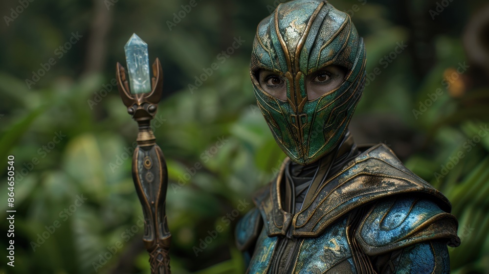Mysterious warrior in the forest Mysterious warrior in the forest