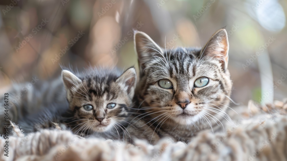 Feline Friends: Adorable Cat and Kitten Duo Feline Friends: Adorable Cat and Kitten Duo