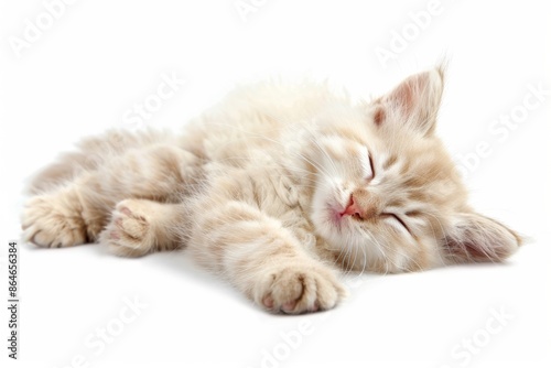 Sleeping kitten on white background © InfiniteStudio