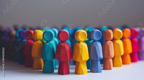 Colorful Wooden Figures: Community and Diversity Art Representation