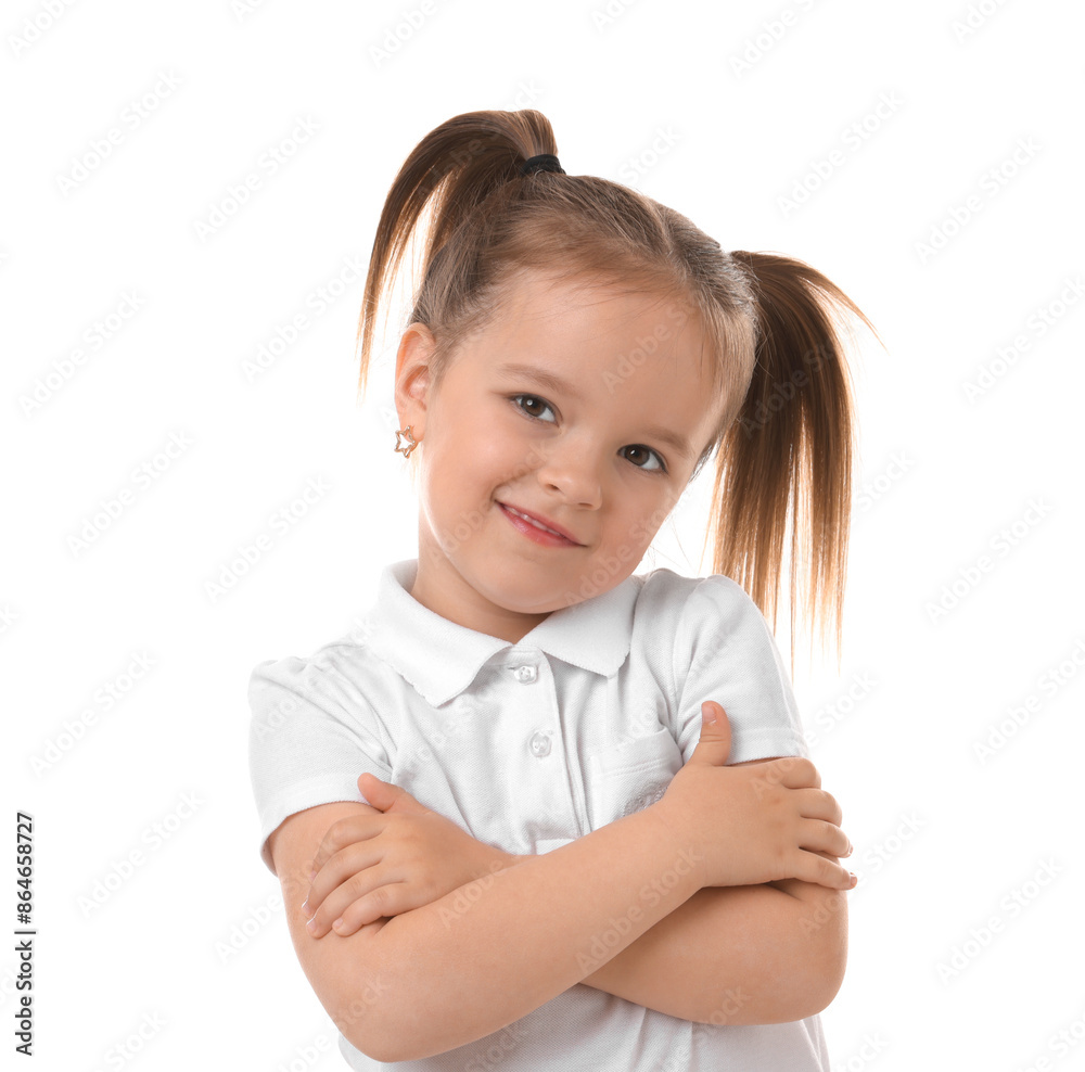 Portrait of cute little girl isolated on white Portrait of cute little girl isolated on white