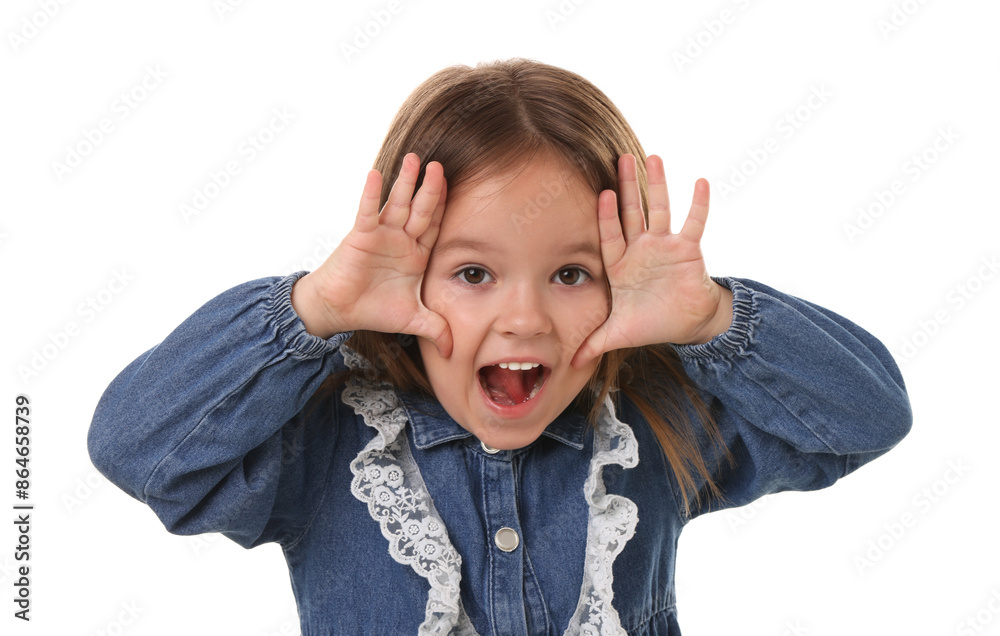 Portrait of emotional little girl on white background Portrait of emotional little girl on white background
