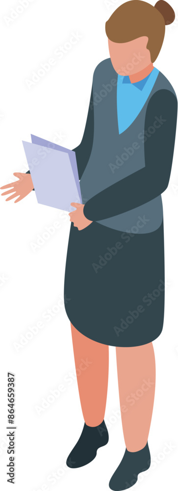 Businesswoman is holding documents and explaining a project Businesswoman is holding documents and explaining a project