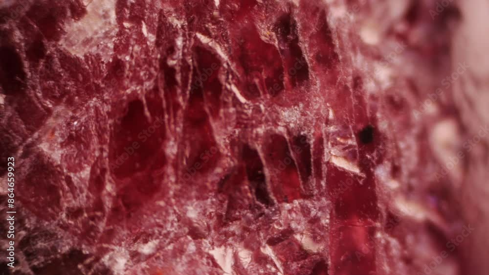 Brecciated Jasper Examination under Microscope with Detailed Visualization of Fragmented Silica (SiO2) Structures. Showcasing the Intricate Patterns of Red, Brown, and White Colors Brecciated Jasper Examination under Microscope with Detailed Visualization of Fragmented Silica (SiO2) Structures. Showcasing the Intricate Patterns of Red, Brown, and White Colors