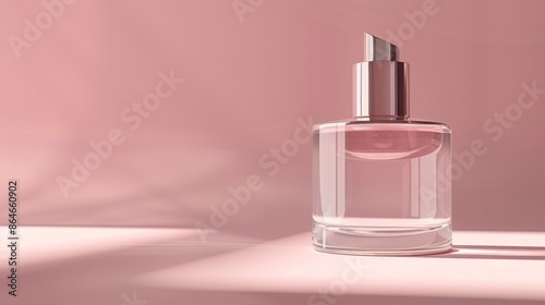 Elegant Glass Dropper Bottle on Minimalistic Pastel Background