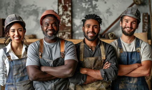 Happy Multicultural Group of Workers