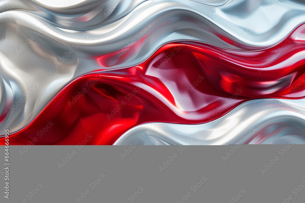 Silver red abstract wavy background created with Generative AI Silver red abstract wavy background created with Generative AI