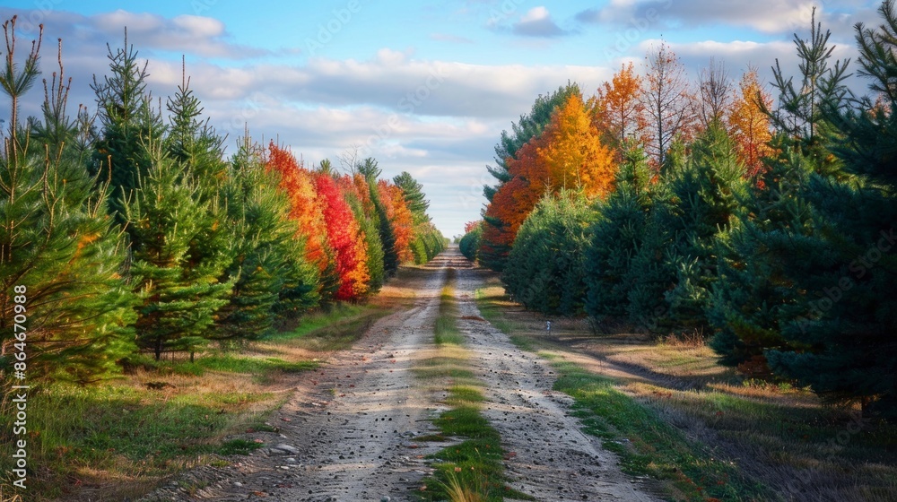 dirt road surrounded by trees in the forest dirt road surrounded by trees in the forest