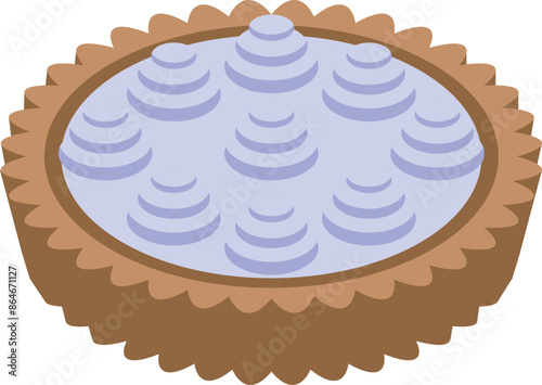 Delicious blueberry pie dessert with whipped cream topping sitting on white background