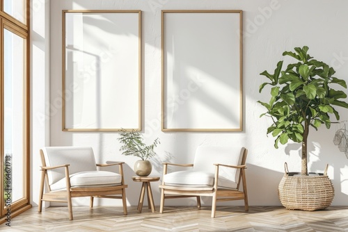 Scandinavian Frame Mockup. Stylish Interior Design Background
