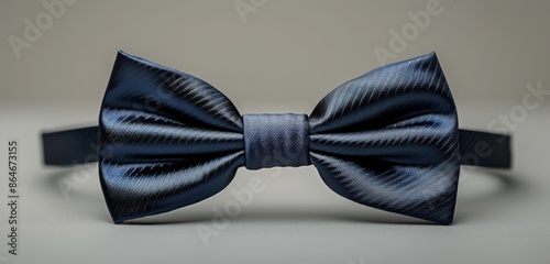 Close Up of a Dark Blue Bowtie on a Grey Surface
