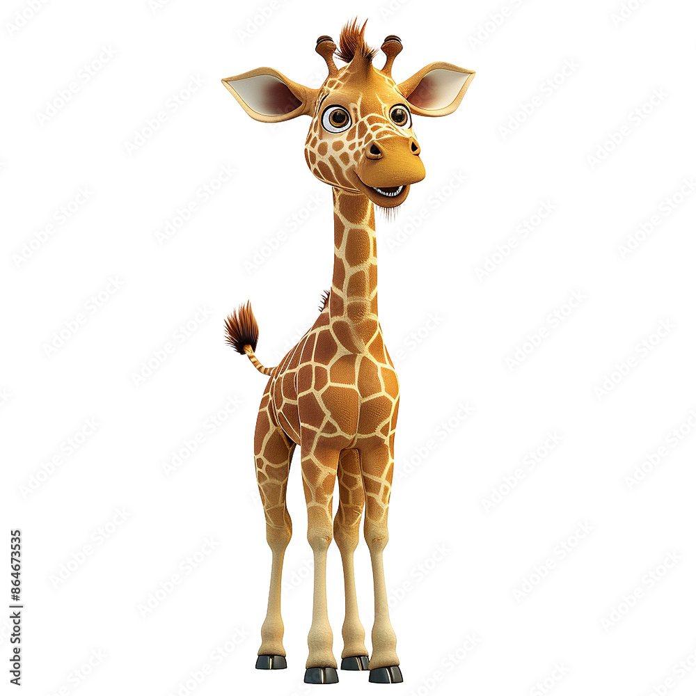 Obraz premium Cute cartoon giraffe isolated on transparent background png