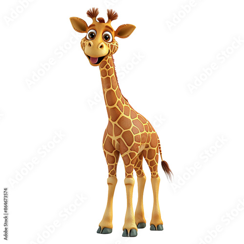  Cute cartoon giraffe isolated on transparent background png photo