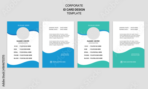  special modern and creative minimal corporate id card design, company employee identity card design with two color variation bundle