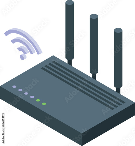 Wifi router is emitting a wireless signal, providing internet access for multiple devices