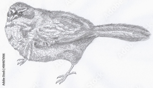 Illustration of Australian native bird, white browed scrubwren photo