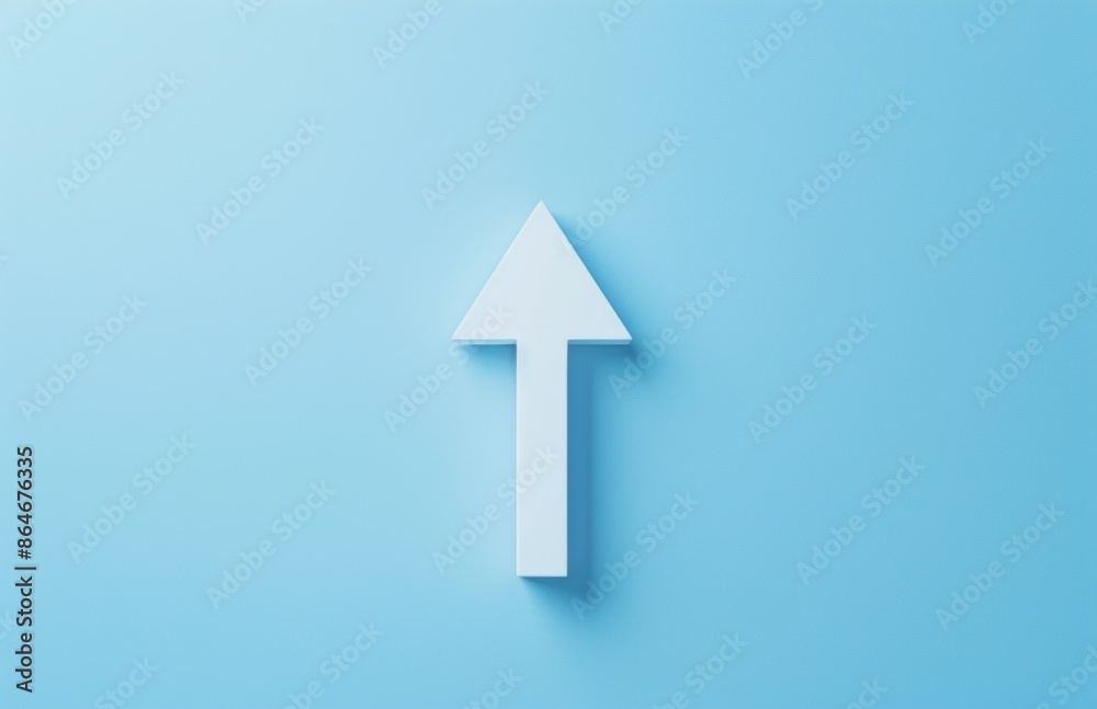 White Arrow Pointing Up on Blue Background Symbolizing Growth and Progress in Business Success White Arrow Pointing Up on Blue Background Symbolizing Growth and Progress in Business Success