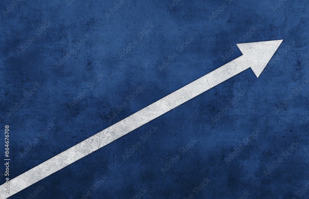 White Arrow Pointing Up on Blue Background Symbolizing Growth and Progress in Business Success White Arrow Pointing Up on Blue Background Symbolizing Growth and Progress in Business Success