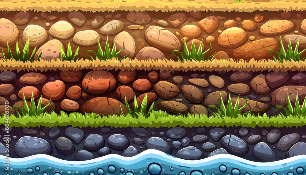Fototapeta premium Cut ground layer for game ui platform design