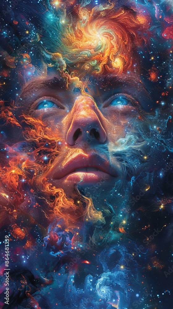An abstract illustration depicting merging with infinity or spirituality. An abstract illustration depicting merging with infinity or spirituality.