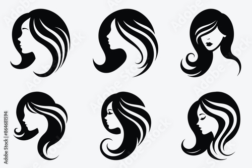 Beauty Women Long Hair Style logo Icon